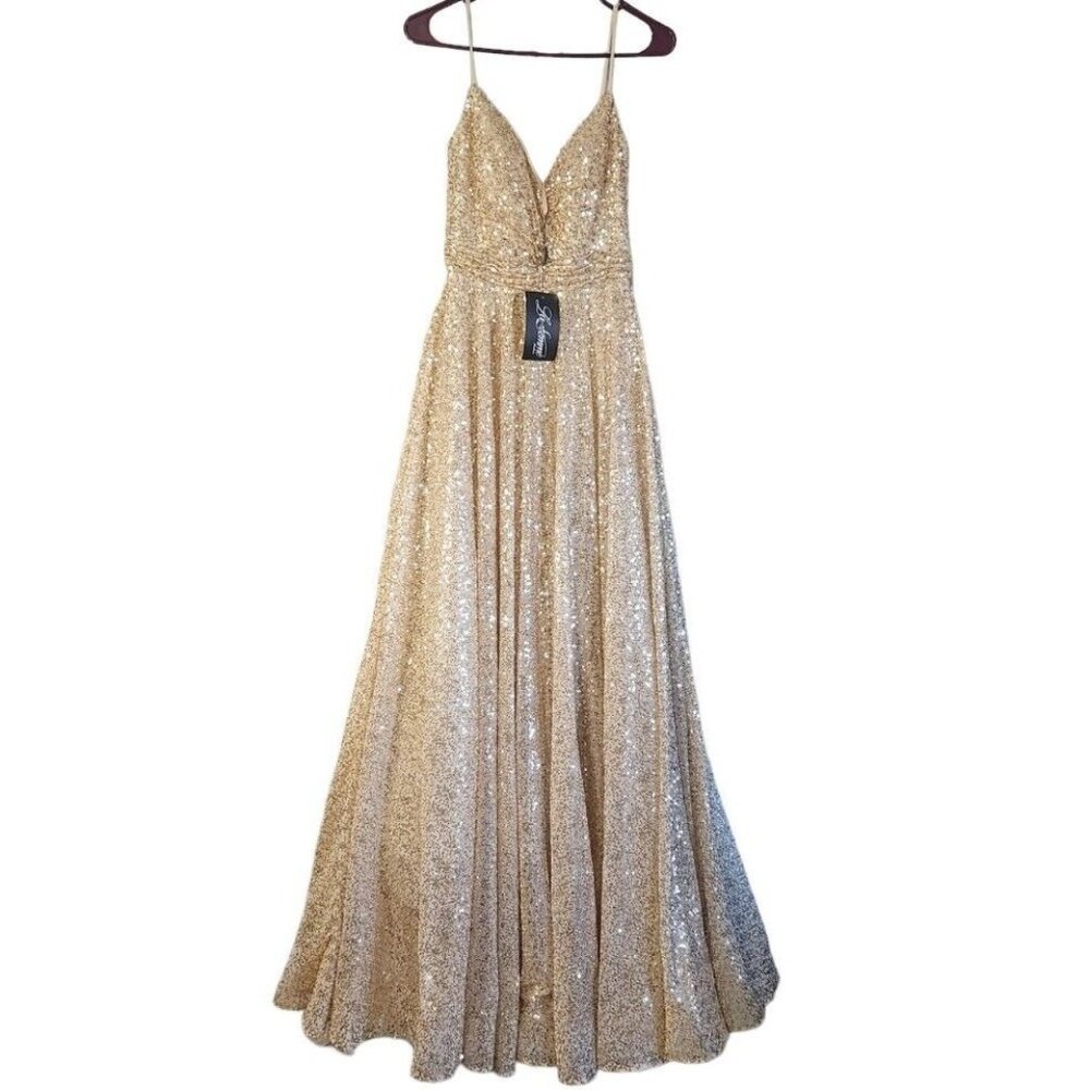 NWT La Femme Very Formal Sequinned Gown Prom, Formal Lined Sz 2 Mother of Bride